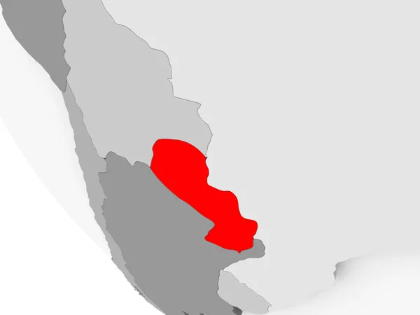 Paraguay Haritası kırmızı — Stok fotoğraf