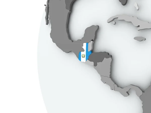 Guatemala auf Globus mit Flagge — Stockfoto