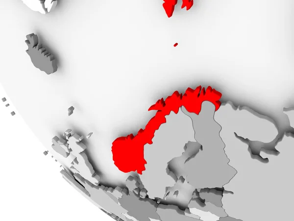 Karte von Norwegen in rot — Stockfoto