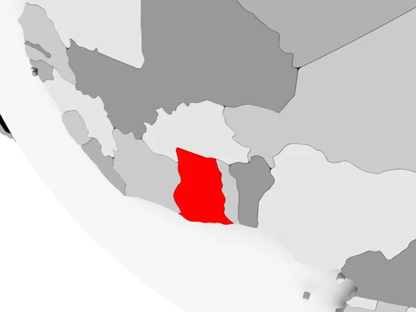 Mapa Ghany w kolorze czerwonym — Zdjęcie stockowe