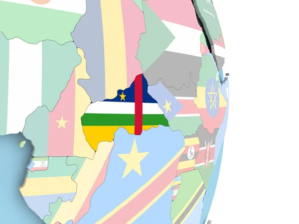 Centralafrika med flagga på Globen — Stockfoto