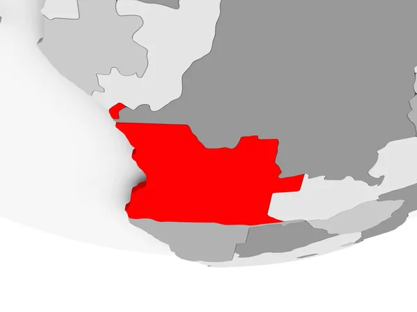 Mapa de Angola no globo político cinzento — Fotografia de Stock