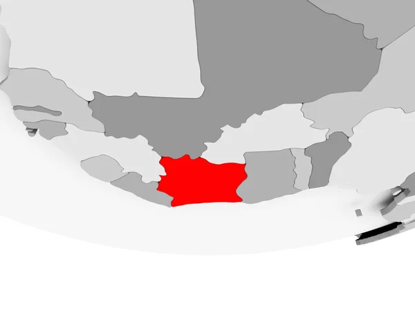 象牙海岸上灰色政治全球地图 — 图库照片
