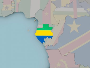 Gabon bayrak ile siyasi dünya üzerinde