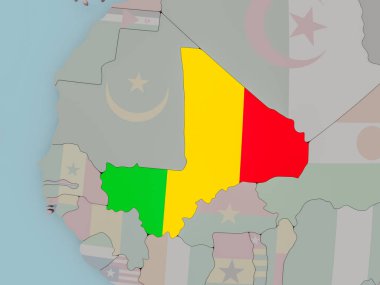 Mali bayrağı ile siyasi dünya üzerinde