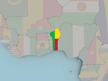 Benin bayrağı ile siyasi dünya üzerinde