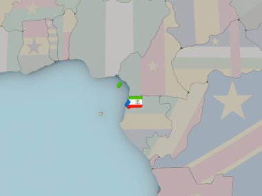 Ekvator Ginesi bayrak ile siyasi dünya üzerinde