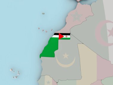 Batı Sahra bayrak ile siyasi dünya üzerinde