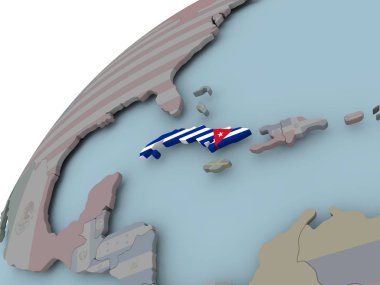 Küba Haritası bayrak ile