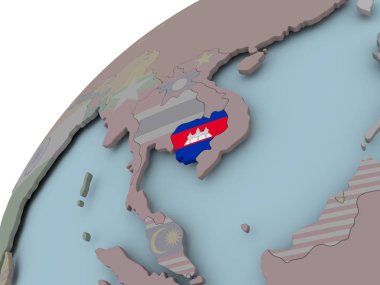 Kamboçya Haritası bayrak ile