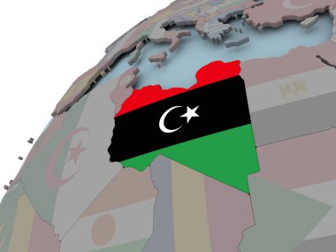Libya Haritası bayrak ile