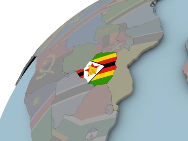 Zimbabve Haritası bayrak ile