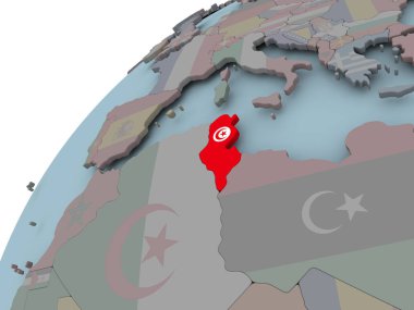 Tunus Haritası bayrak ile