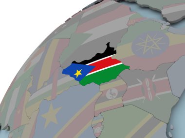 Bayrağı ile Güney Sudan Haritası