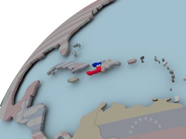 Bayrağı ile Haiti Haritası