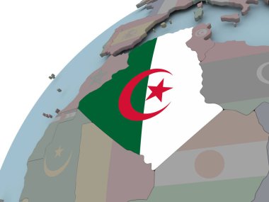 bayrağı ile Cezayir Haritası