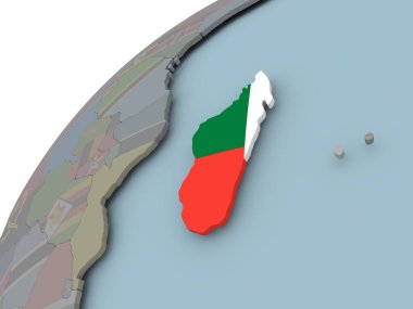 Madagaskar Haritası bayrak ile