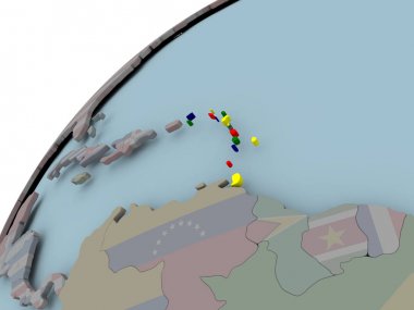 Caribbean Haritası bayrak ile