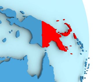 Papua Yeni Gine Haritası kırmızı