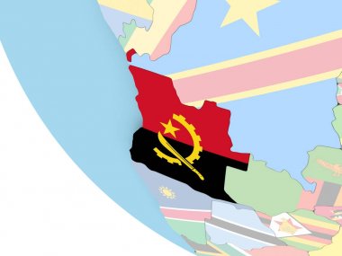 Dünya üzerinde bayrak ile Angola