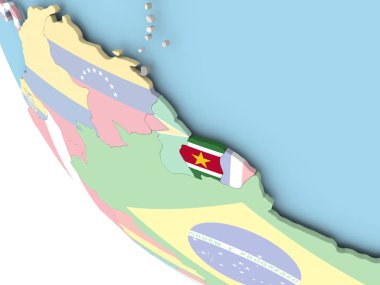 Surinam dünya üzerinde bayrak ile