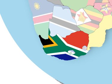 Güney Afrika Dünya üzerinde bayrak ile