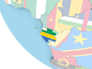 Gabon dünya üzerinde bayrak ile