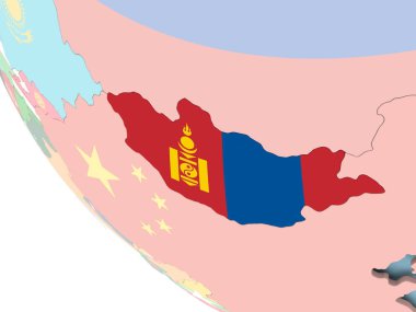 Dünya üzerinde bayrak ile Moğolistan