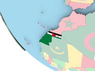 Dünya üzerinde bayrak ile Batı Sahra