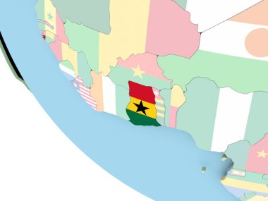 Dünya üzerinde bayrak ile Gana