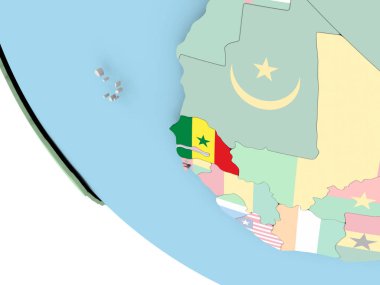 Senegal ile dünya üzerinde bayrak