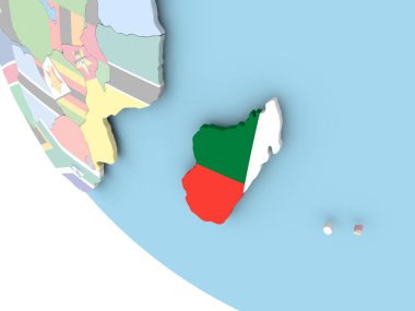 Madagaskar bayrağı dünya üzerinde