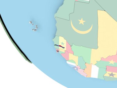 Gambiya dünya üzerinde bayrak ile