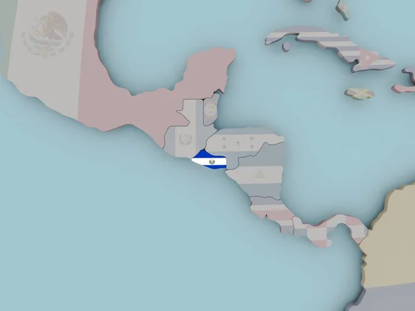 Ель-Сальвадор на політичні земної кулі з прапором — стокове фото