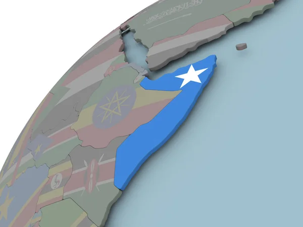 Χάρτης της Σομαλίας με σημαία — Φωτογραφία Αρχείου