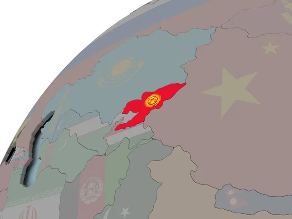 Mapa de Kirguistán con la bandera — Foto de Stock