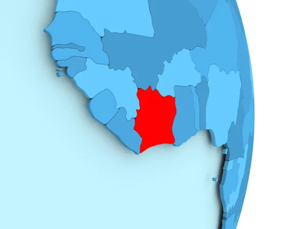 Kaart van Ivoorkust in het rood — Stockfoto