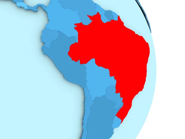 Brezilya Haritası kırmızı — Stok fotoğraf