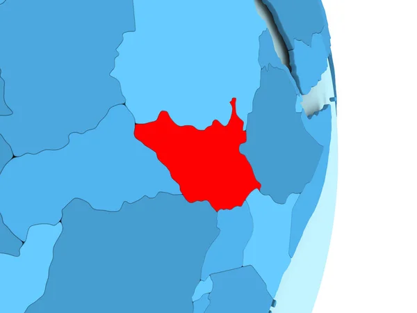 Karte von Südsudan in rot — Stockfoto