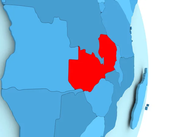 Karte von Sambia in rot — Stockfoto