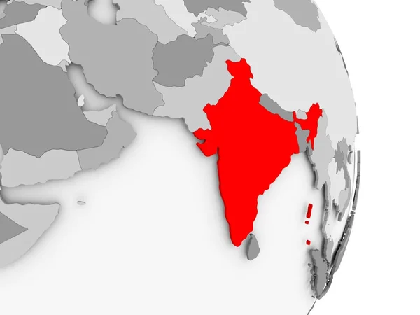 Indie na šedé politické globe — Stock fotografie