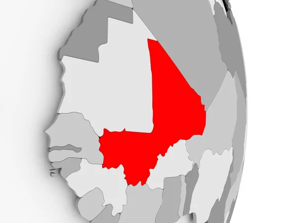 Mali na szary Globus polityczny — Zdjęcie stockowe