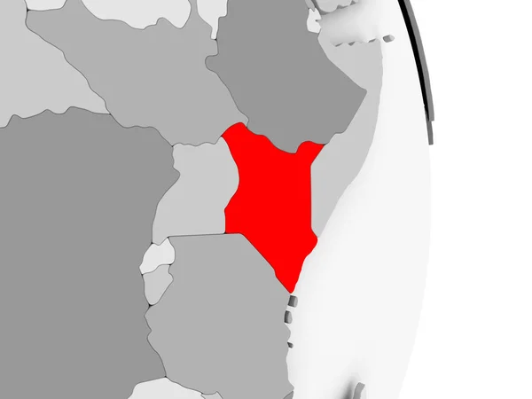 Kenia na szary Globus polityczny — Zdjęcie stockowe