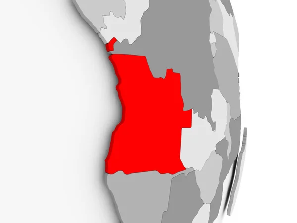 Angola auf grauem politischen Globus — Stockfoto