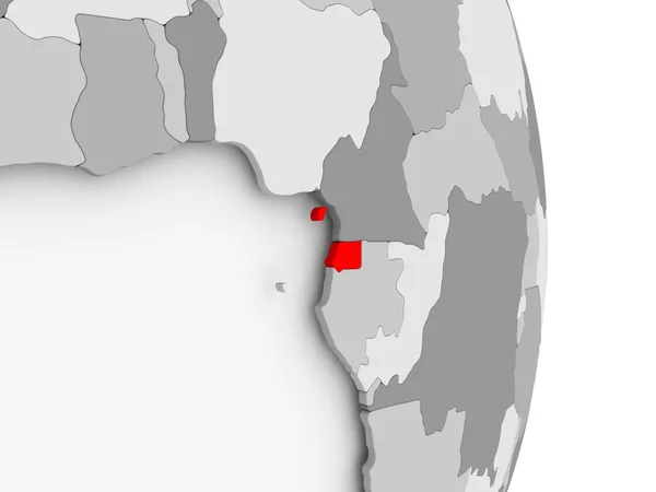 Ekvatorialguinea på grå politiska jordglob — Stockfoto