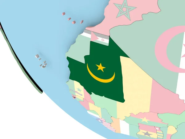 Mauritania con bandera en el globo —  Fotos de Stock
