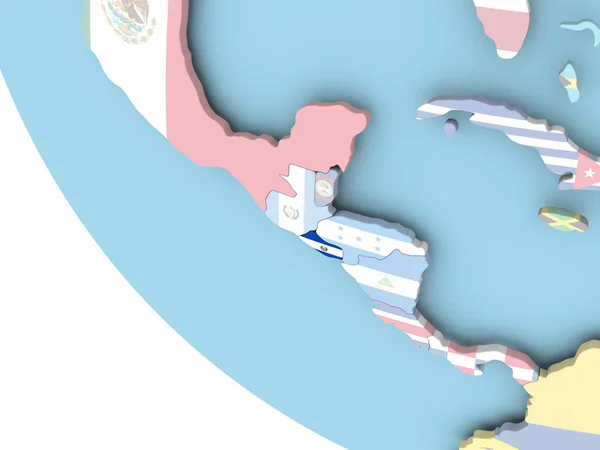 Dünya üzerinde bayrak ile El Salvador — Stok fotoğraf