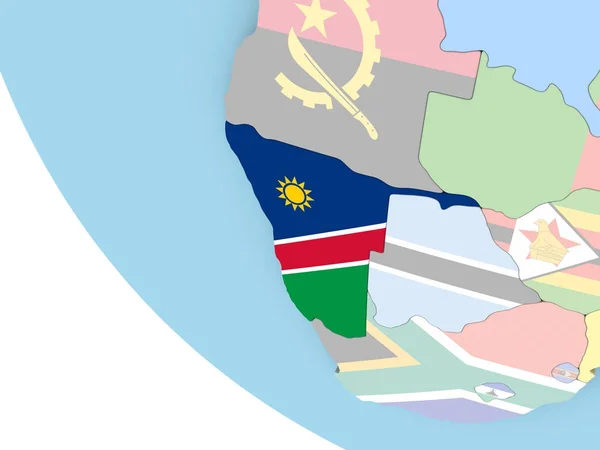 Namibia con bandiera sul globo — Foto Stock