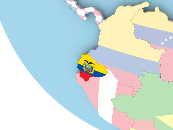 Ecuador con bandiera sul globo — Foto Stock
