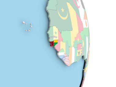 Gine-Bissau dünya üzerinde bayrak ile